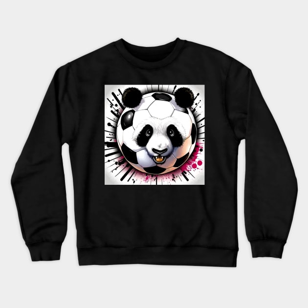 Soccer Ball Panda Face - Soccer Futball Football - Graphiti Art Graphic Paint Crewneck Sweatshirt by MaystarUniverse